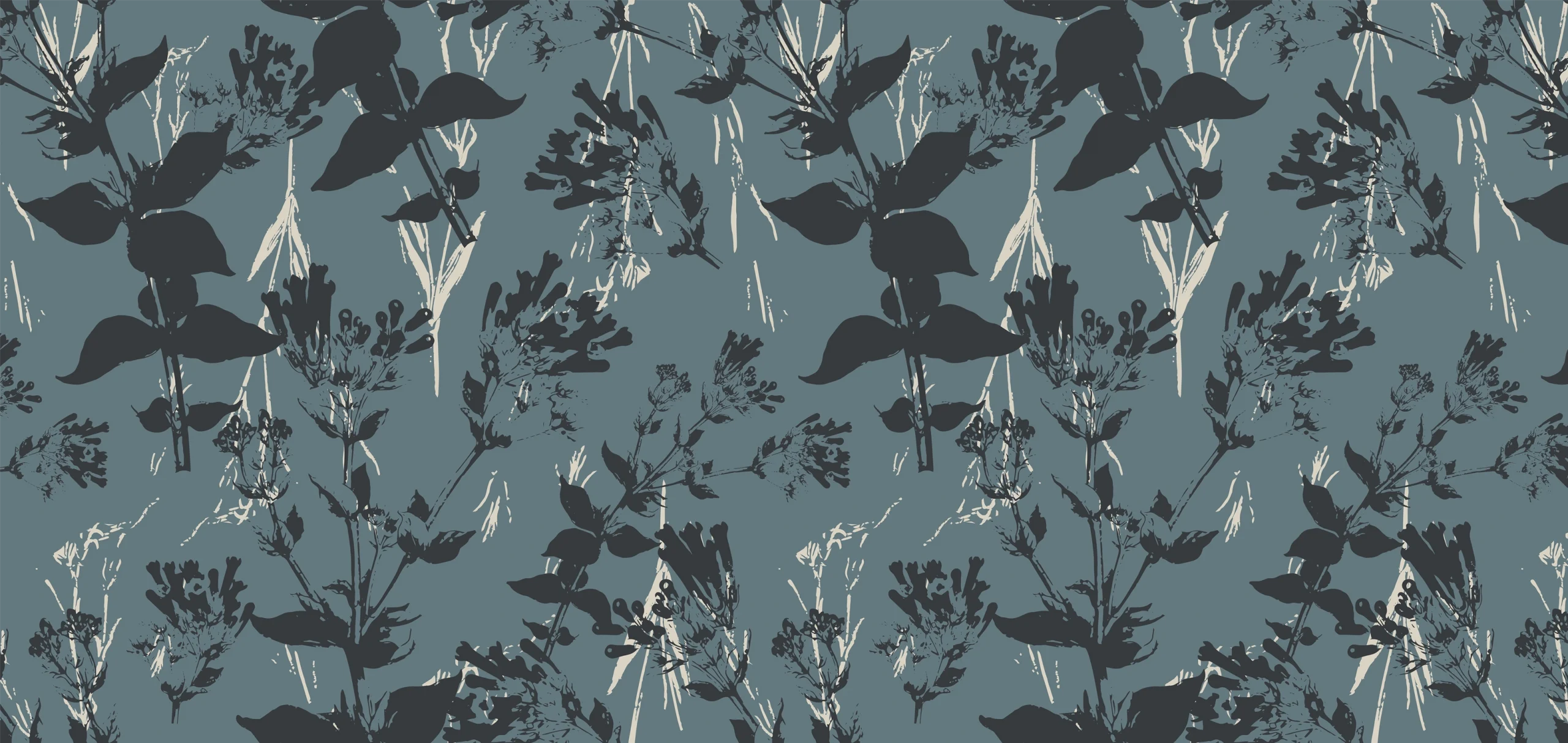 Caryn Clarke Collection CCL05 Bold botanical print in light blue and white print, Orms Print Room