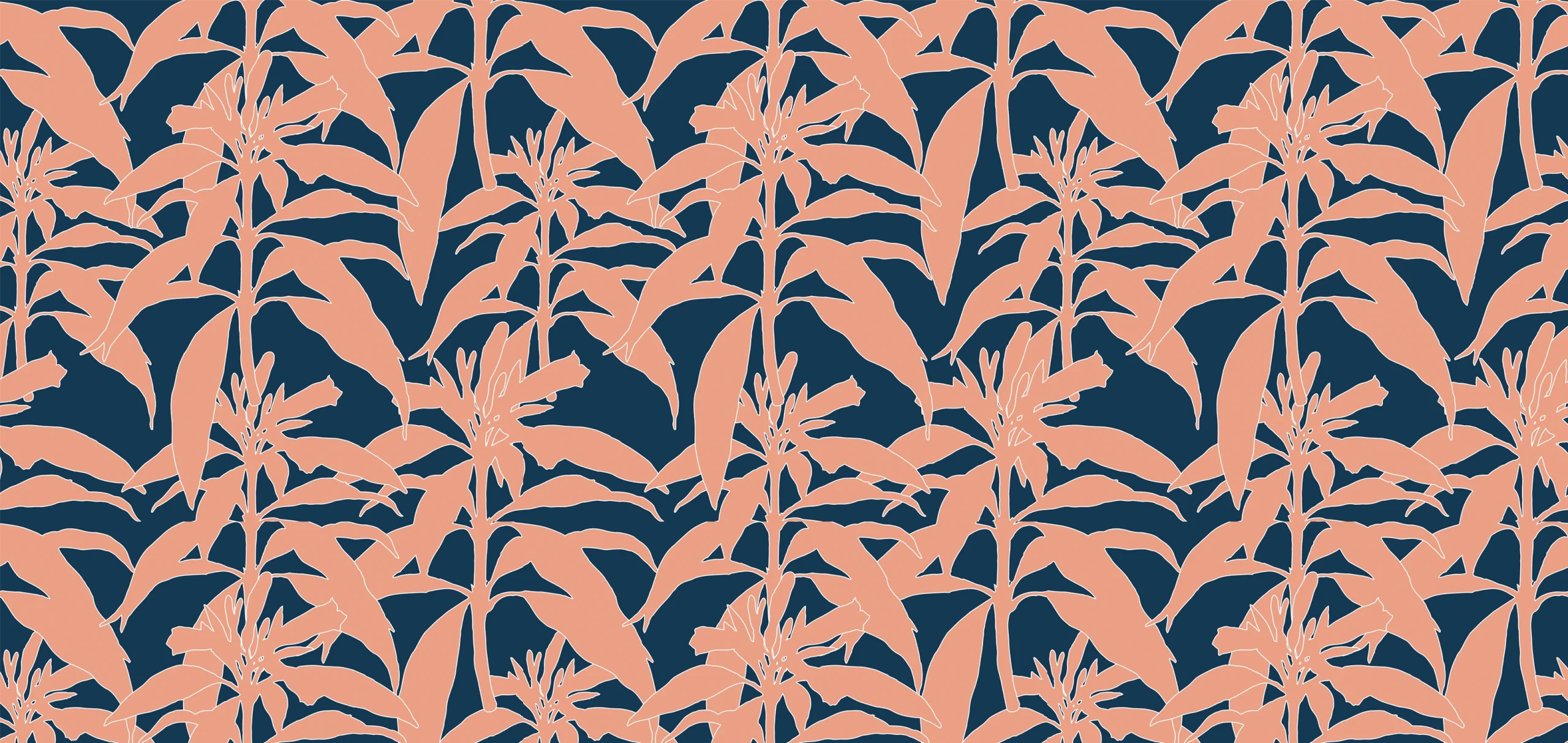 Caryn Clarke Collection CCL06 Bold botanical print in pink and navy print, Orms Print Room