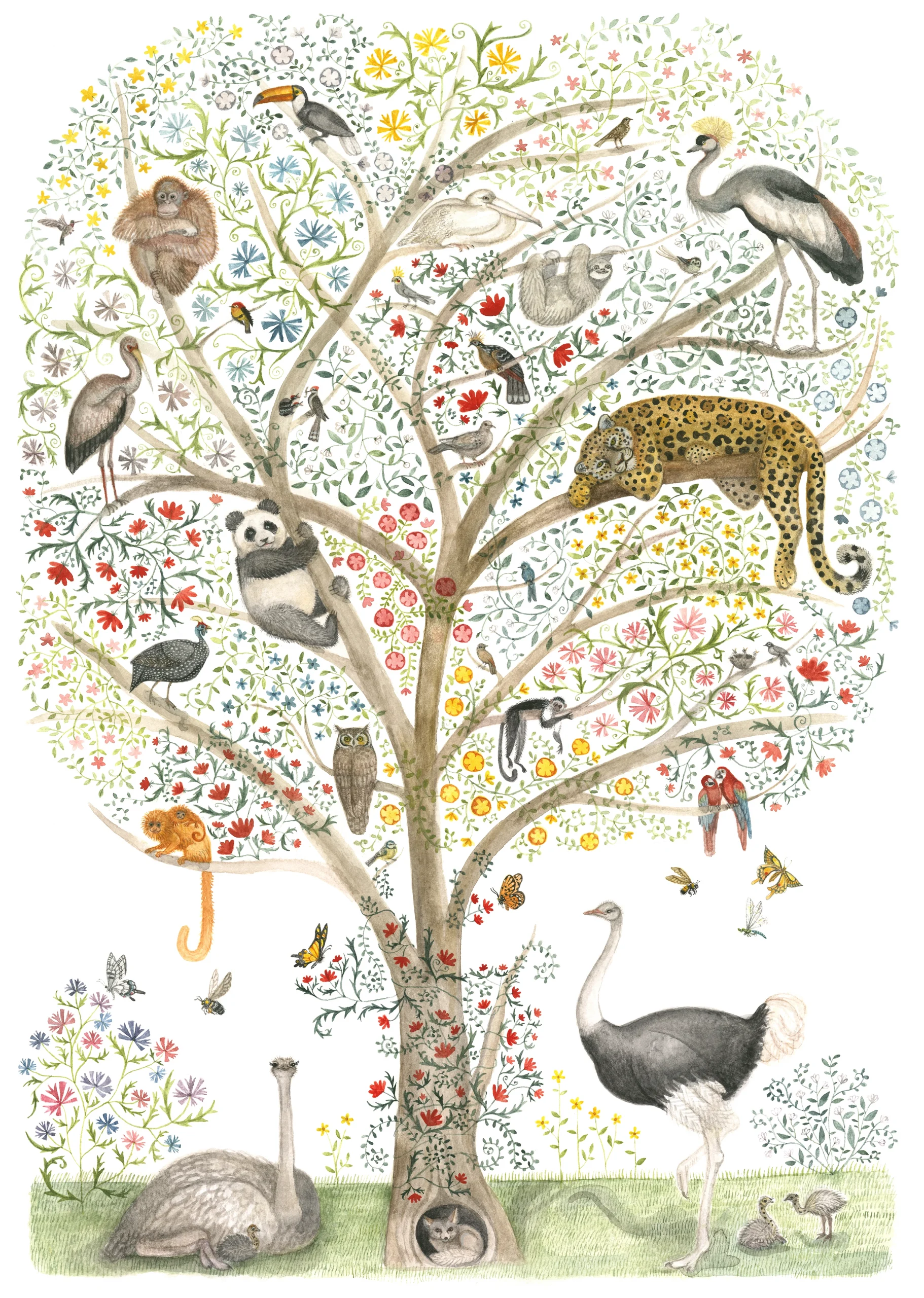 Maria Baumann Collection MB04 African animal Tree Print, Orms Printroom