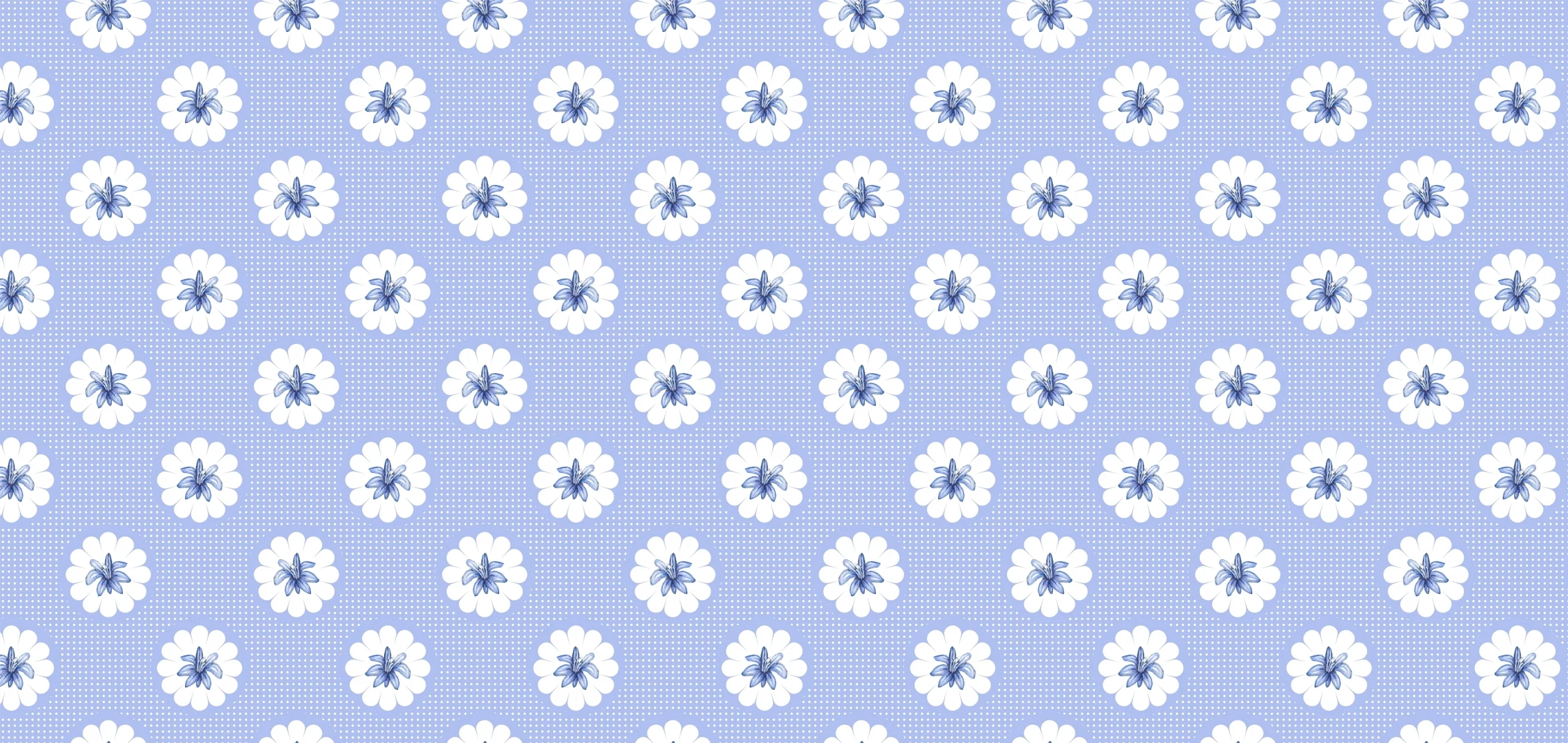 Msasa Design MD10 Blue flowers on blue dotted background print, Orms Print Room