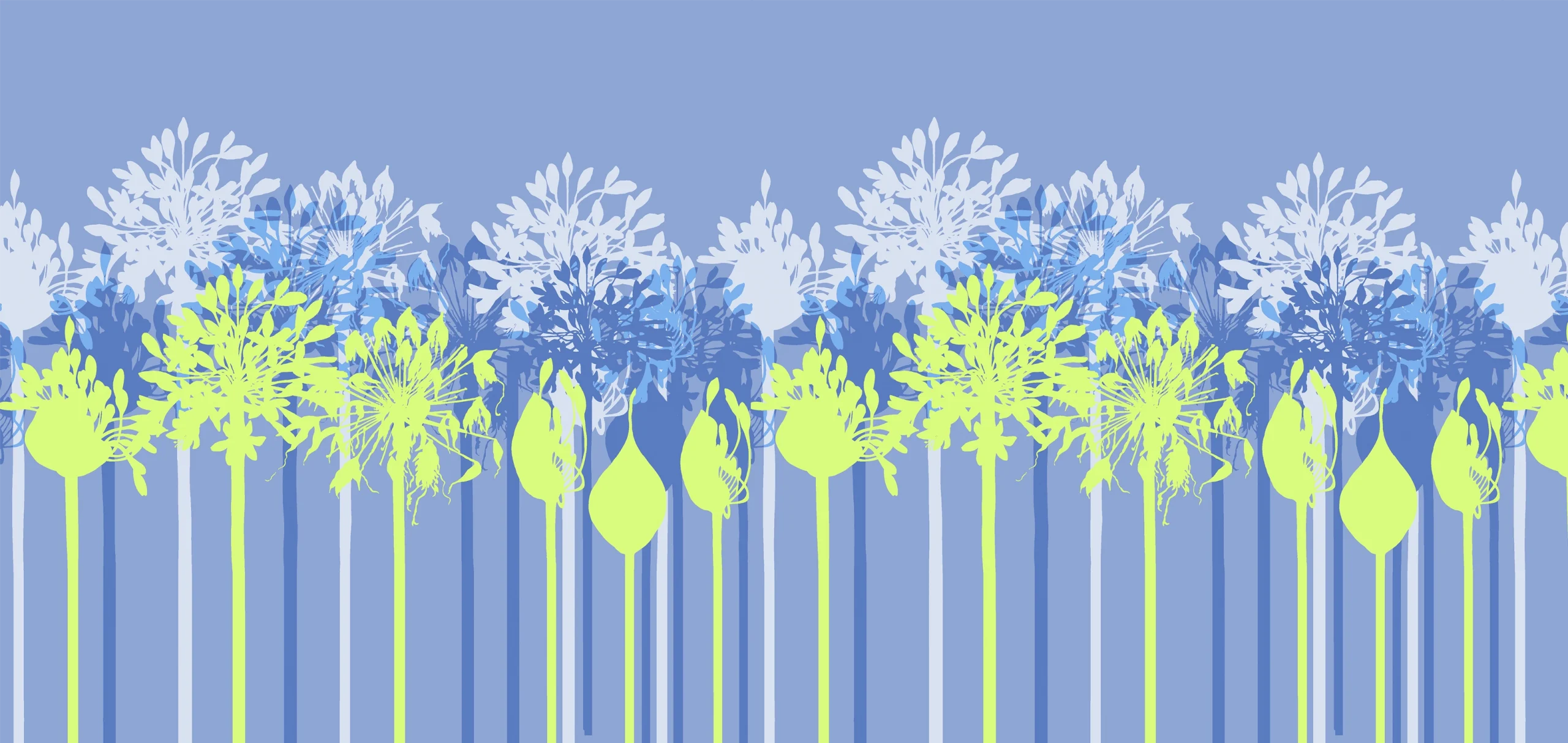 Msasa Design MD16 Agapanthus on blue background print, Orms Print Room