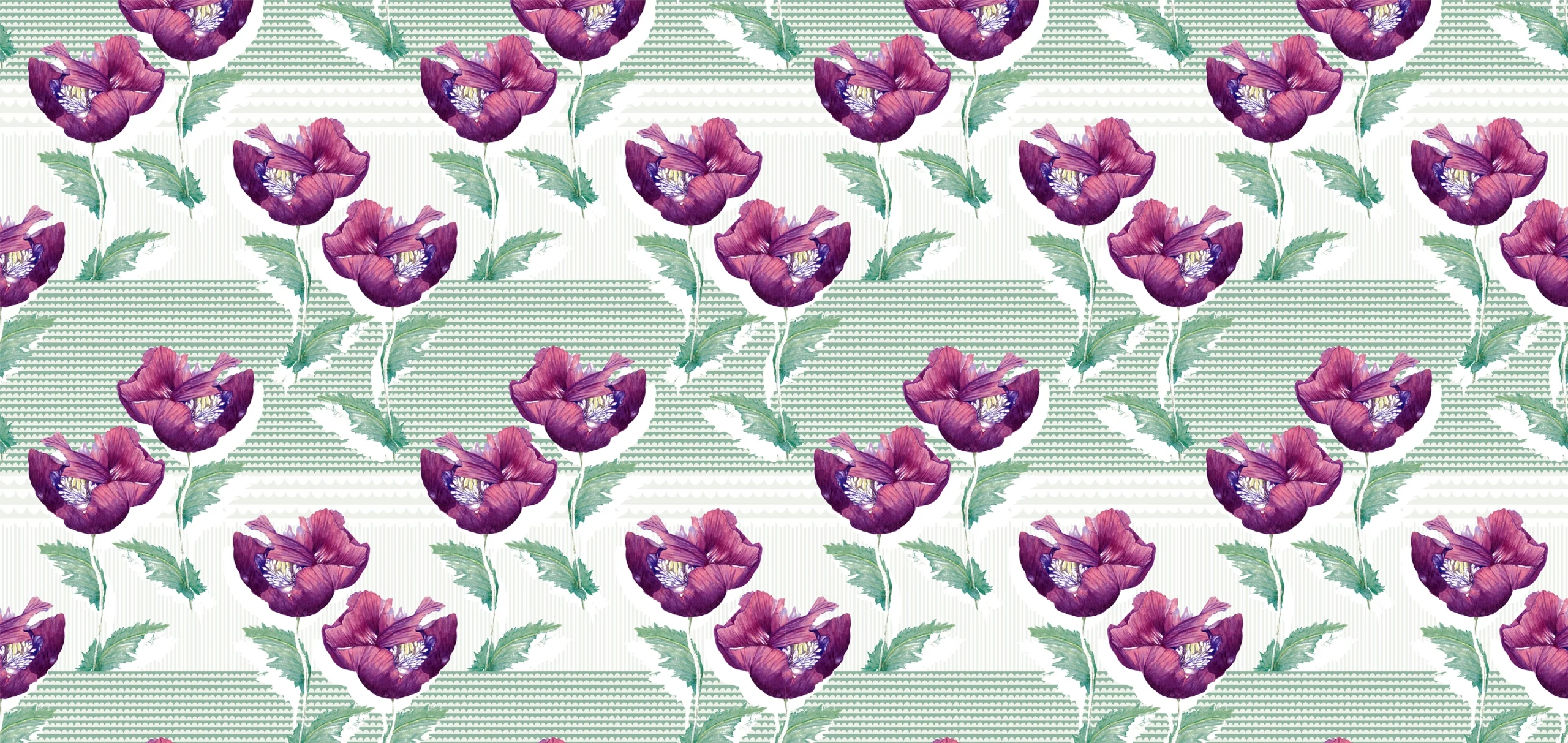 Msasa Design MD22 Purple flower on green background print, Orms Print Room