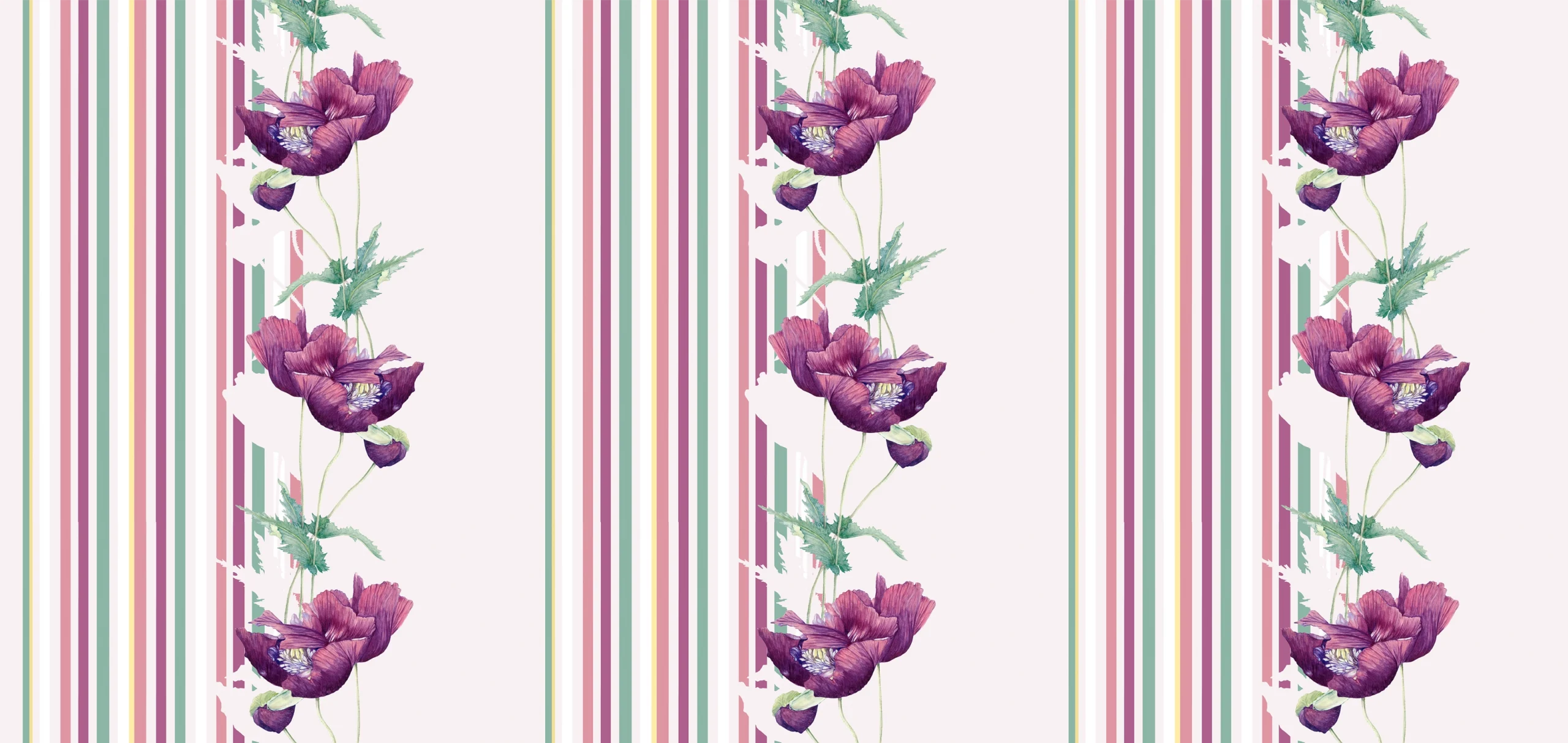 Msasa Design MD24 Purple flower on purple stripe background print, Orms Print Room