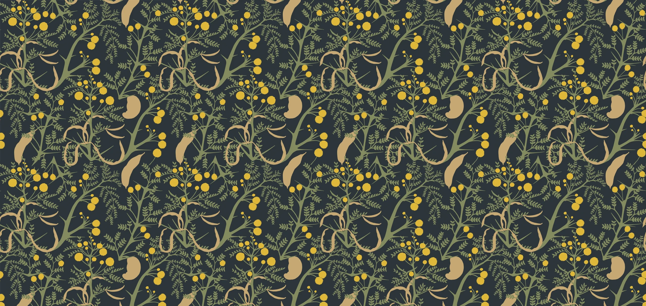 Frances White Collection MFC04 Black, yellow and green print Orms Printroom