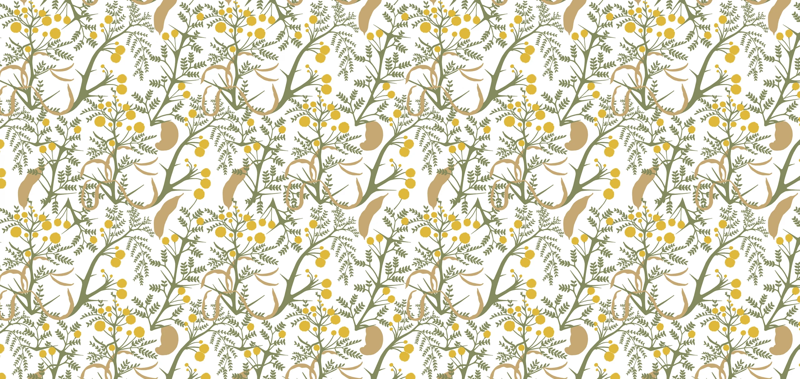 Frances White Collection MFC05 White, yellow and green print Orms Printroom