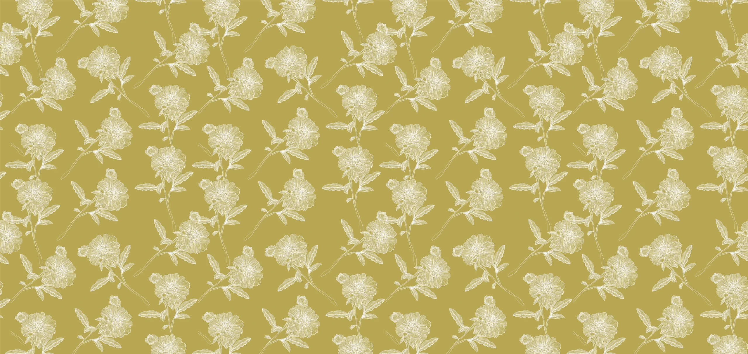 Sarah Allderman Collection SA02 White flower on light brown print, Orms Print Room