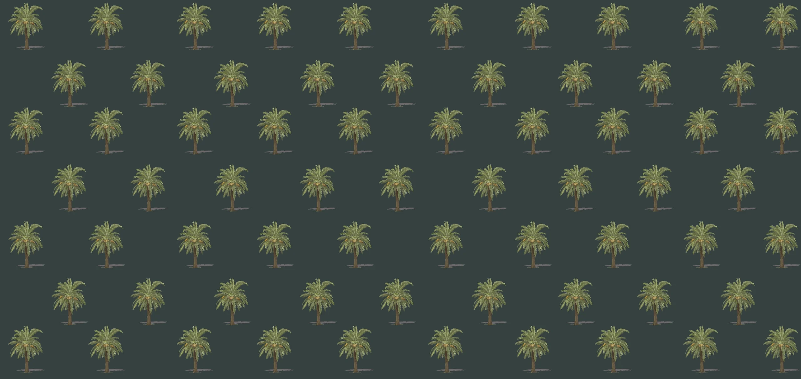 Sarah Allderman Collection SA15 Palm trees on black print, Orms Print Room